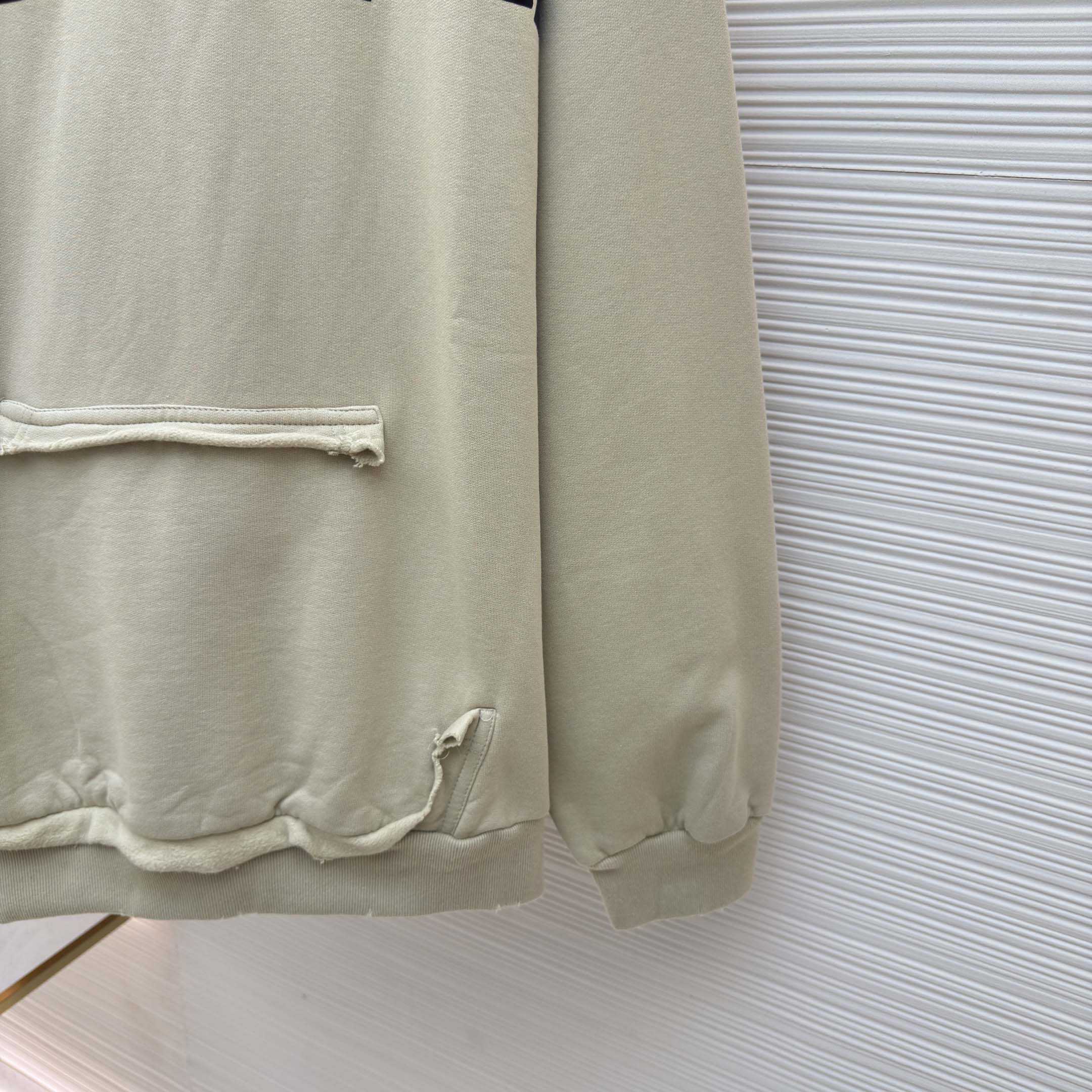 Balenciaga Tape Type Ripped Hoodie In Beige Dry leece - FashionPlug