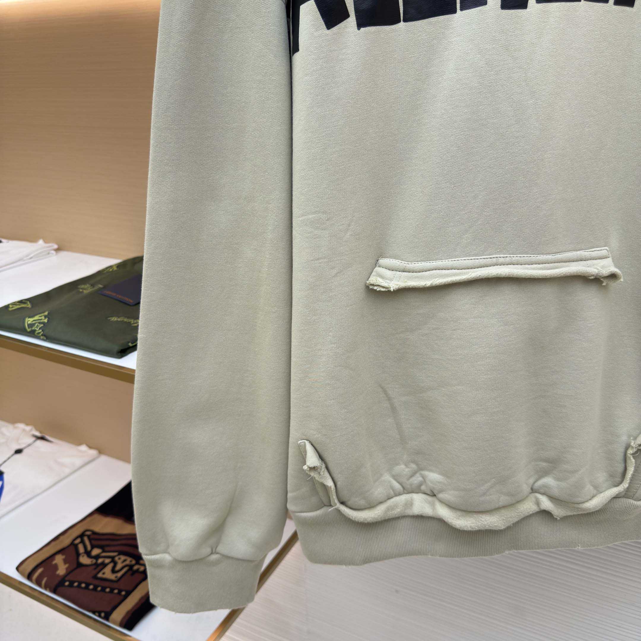 Balenciaga Tape Type Ripped Hoodie In Beige Dry leece - FashionPlug