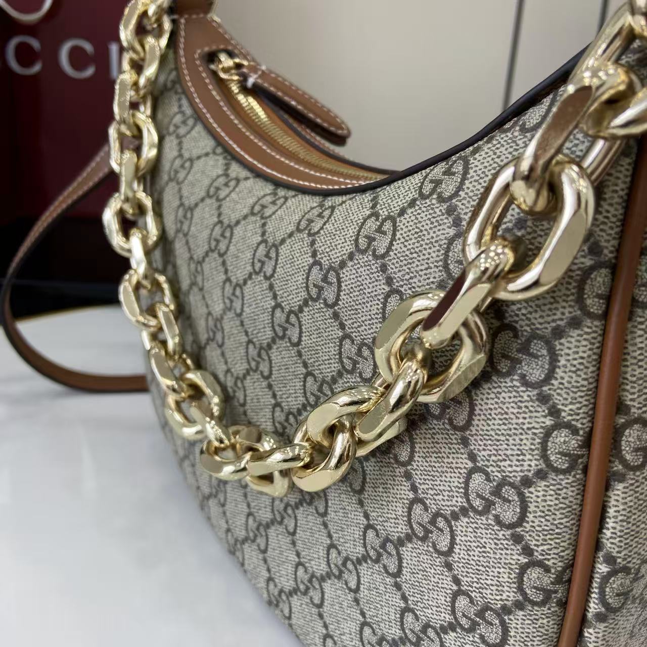 Gucci GG Emblem Medium Shoulder Bag - FashionPlug