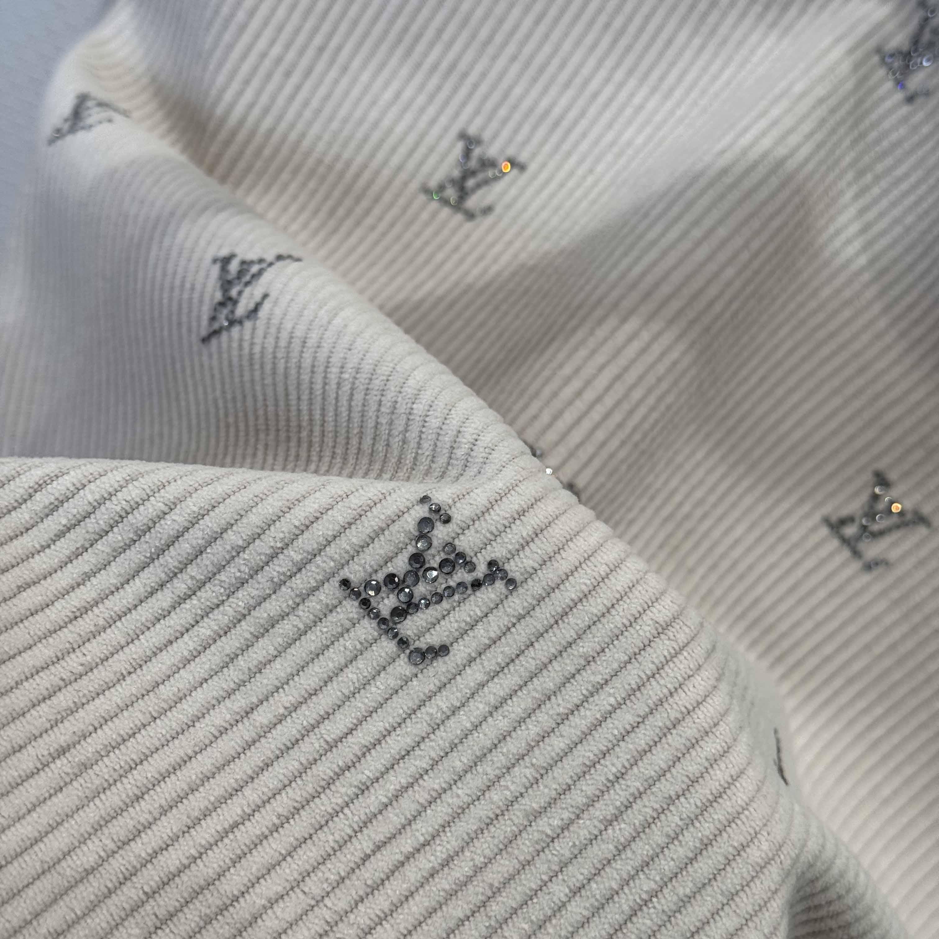 Louis Vuitton LV Blason Embellished Long-Sleeved Corduroy Shirt   1AIKBT - FashionPlug