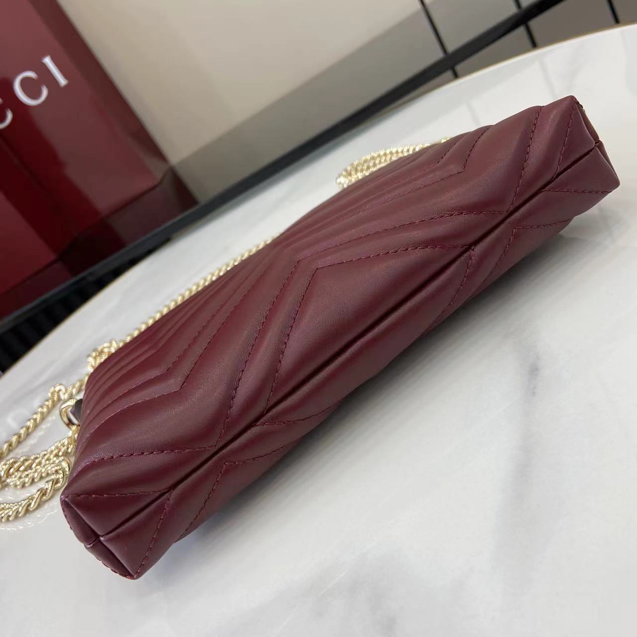Gucci GG Marmont Pochette With Chain - FashionPlug