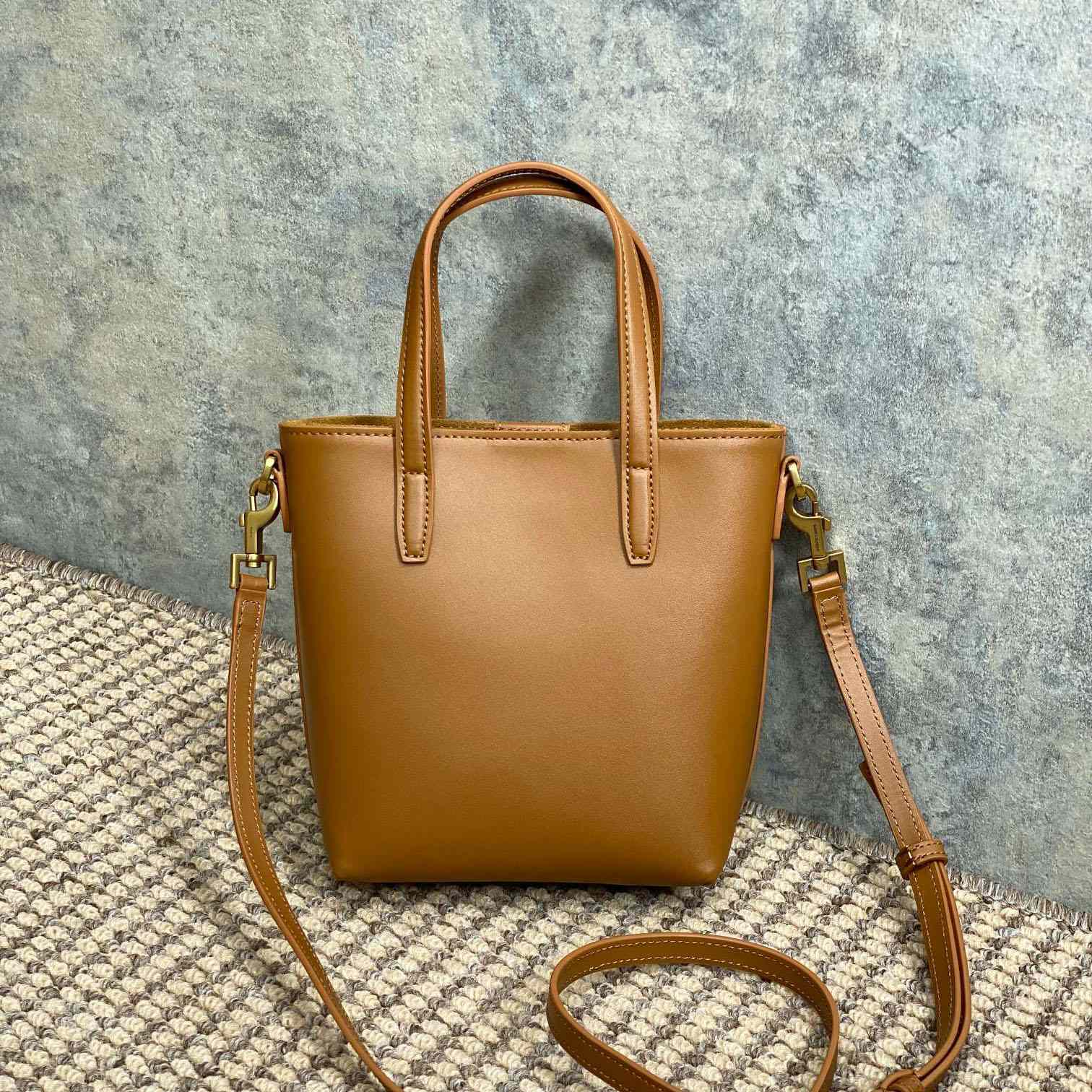 Saint Laurent Mini Toy Shopping Saint Laurent In Box Leather - FashionPlug