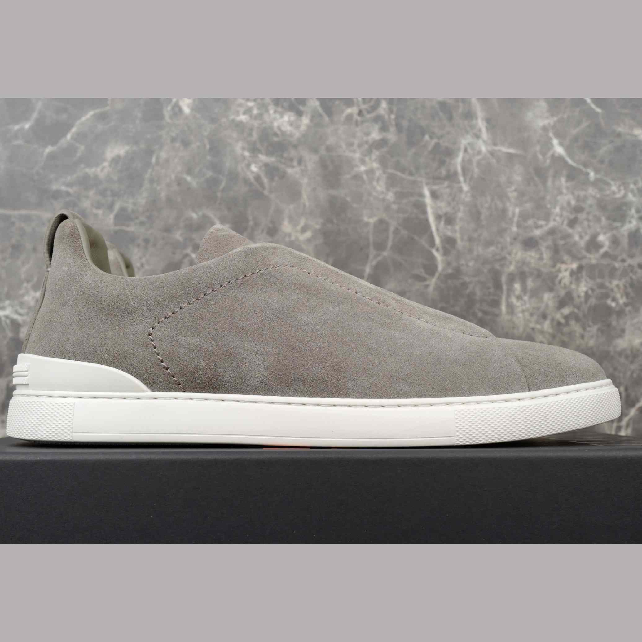 Zegna Utility Blue suede Triple Stitch™ Sneakers - FashionPlug