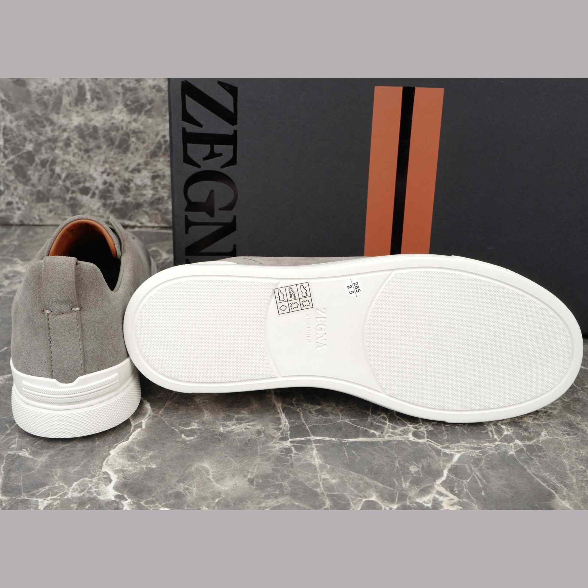 Zegna Utility Blue suede Triple Stitch™ Sneakers - FashionPlug