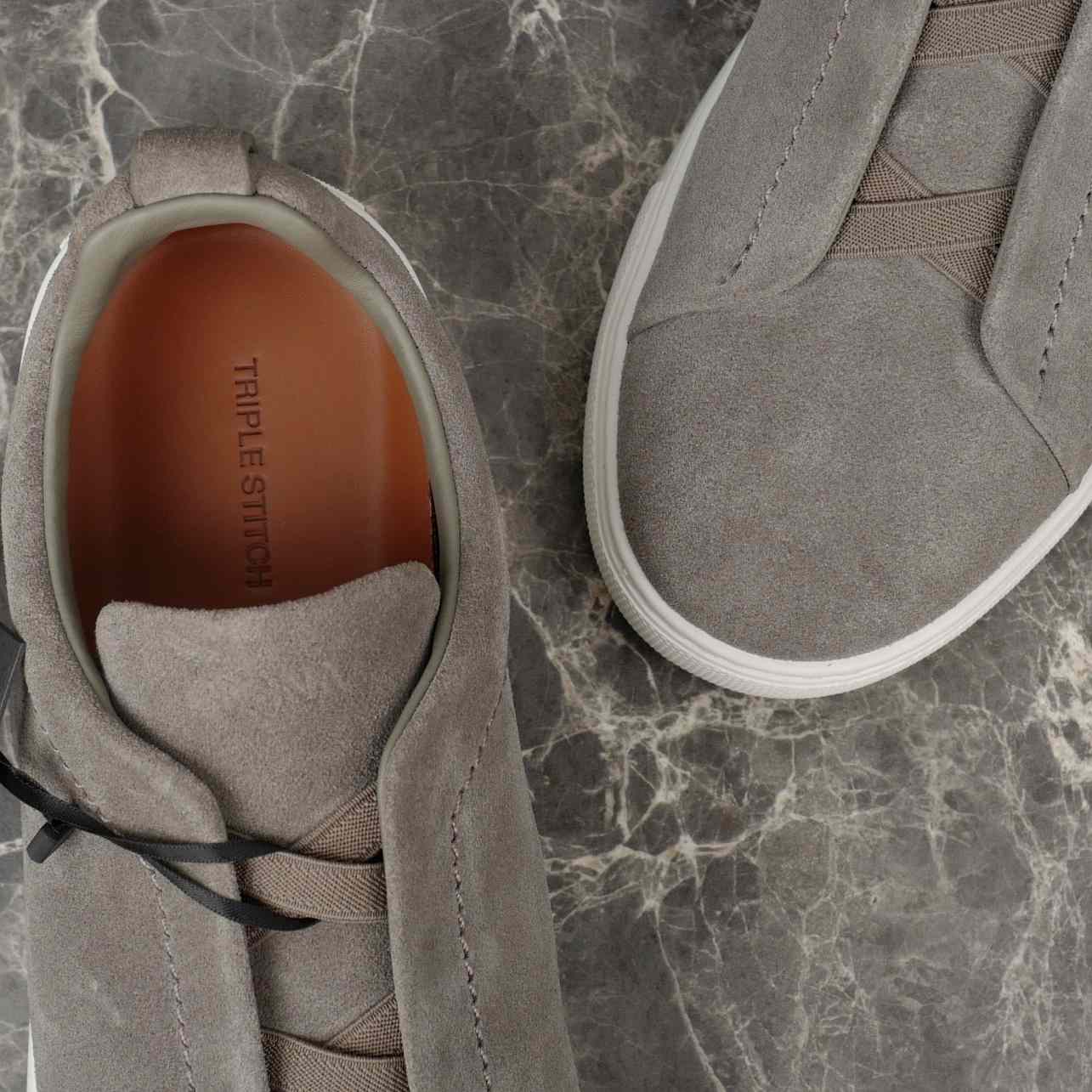 Zegna Utility Blue suede Triple Stitch™ Sneakers - FashionPlug