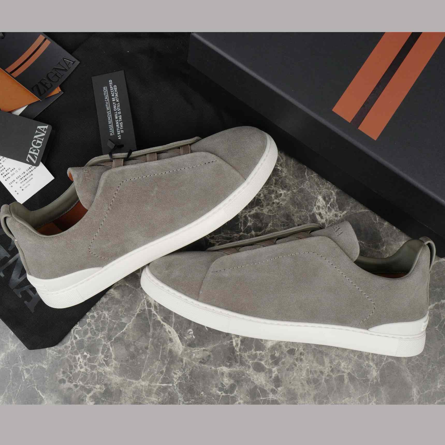 Zegna Utility Blue suede Triple Stitch™ Sneakers - FashionPlug