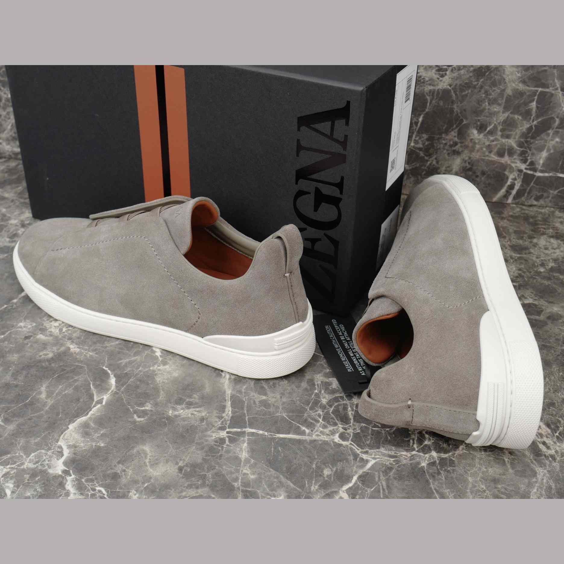 Zegna Utility Blue suede Triple Stitch™ Sneakers - FashionPlug