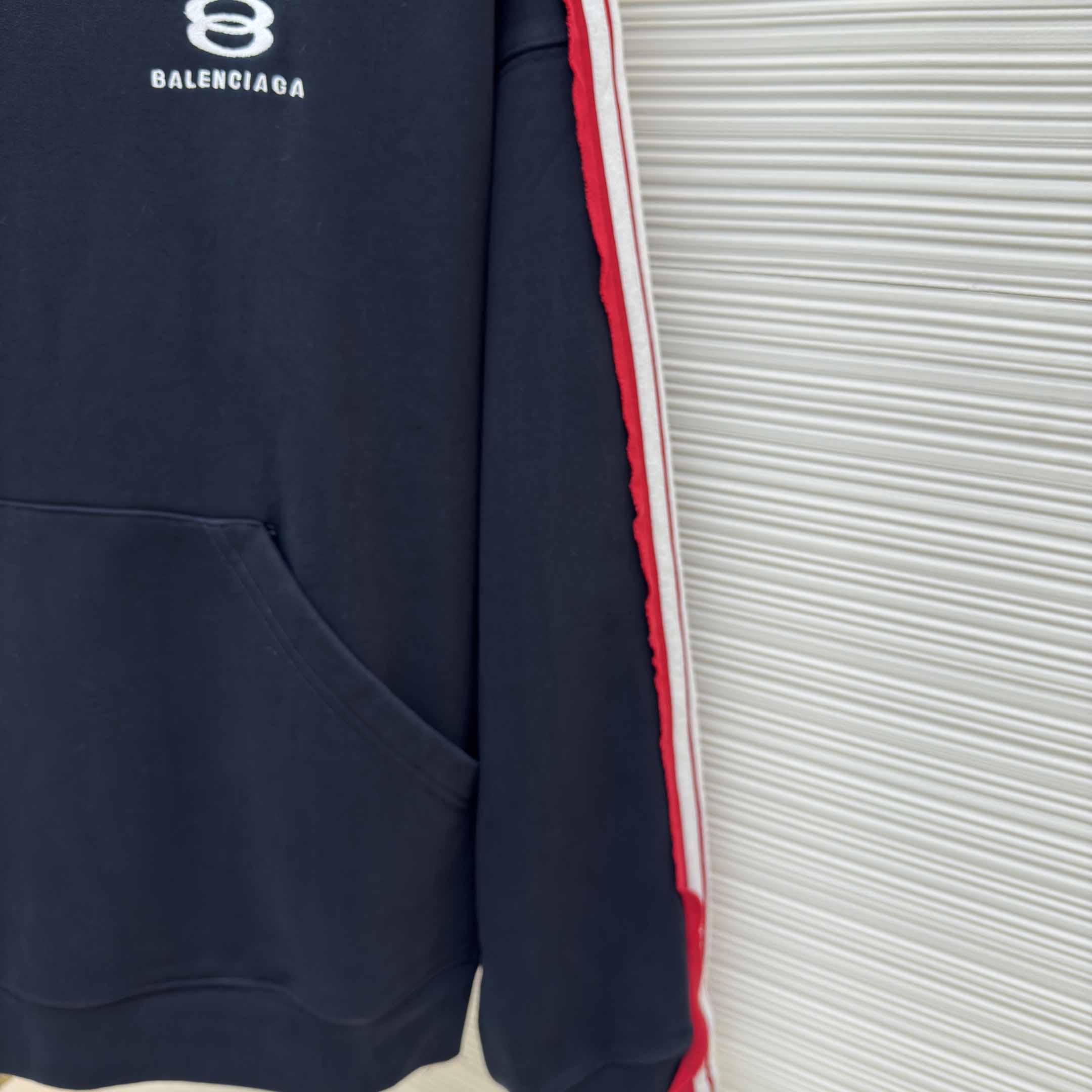 Balenciaga Unity Sports Icon Large Hoodie in faded black and white dry fleece - FashionPlug