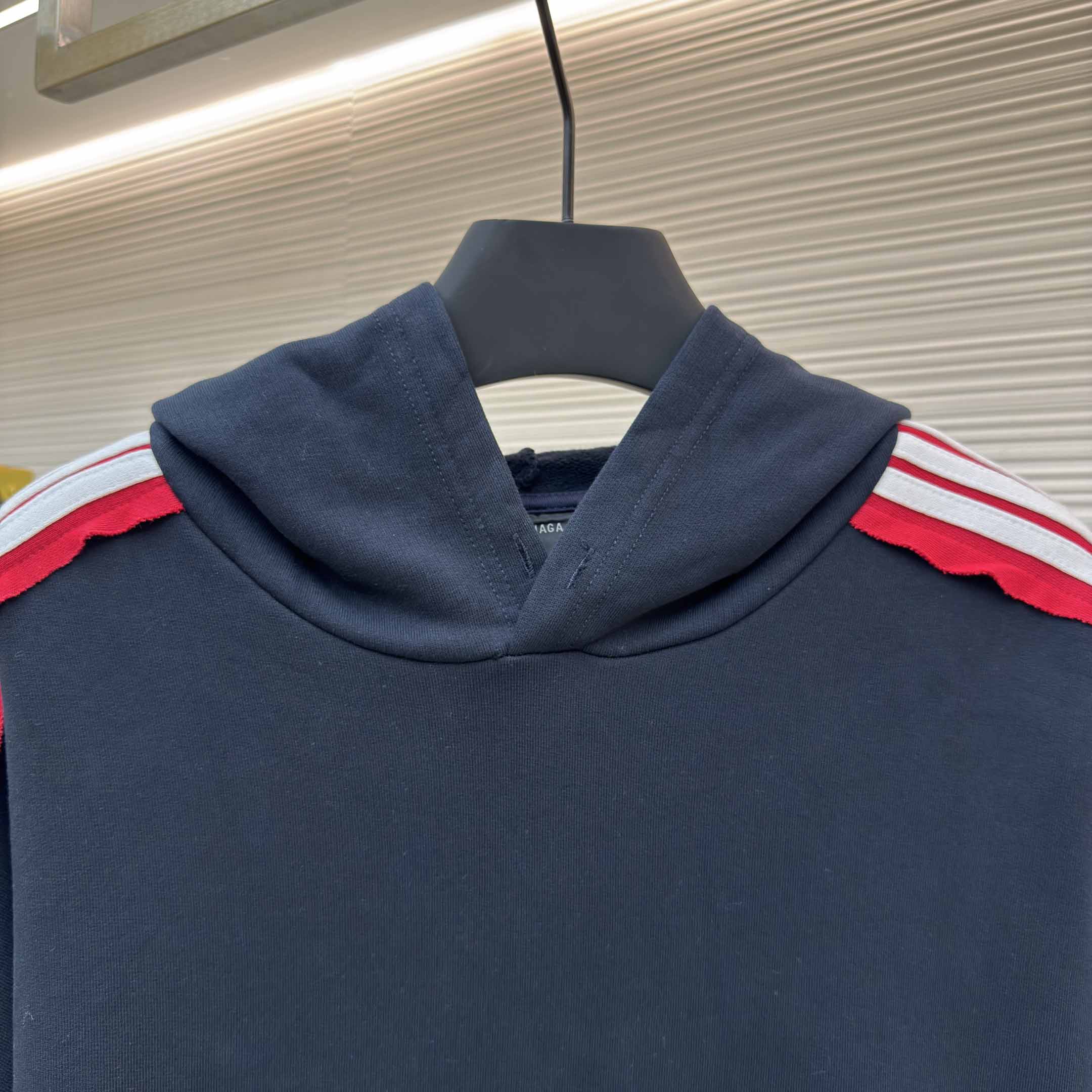 Balenciaga Unity Sports Icon Large Hoodie in faded black and white dry fleece - FashionPlug