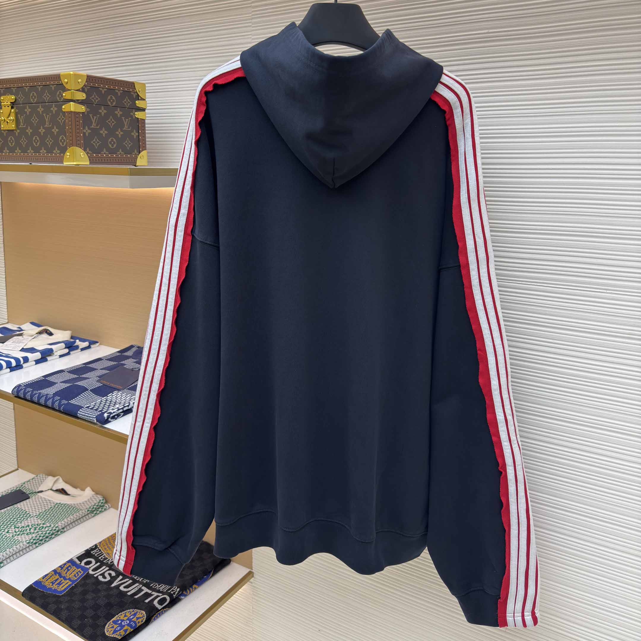 Balenciaga Unity Sports Icon Large Hoodie in faded black and white dry fleece - FashionPlug