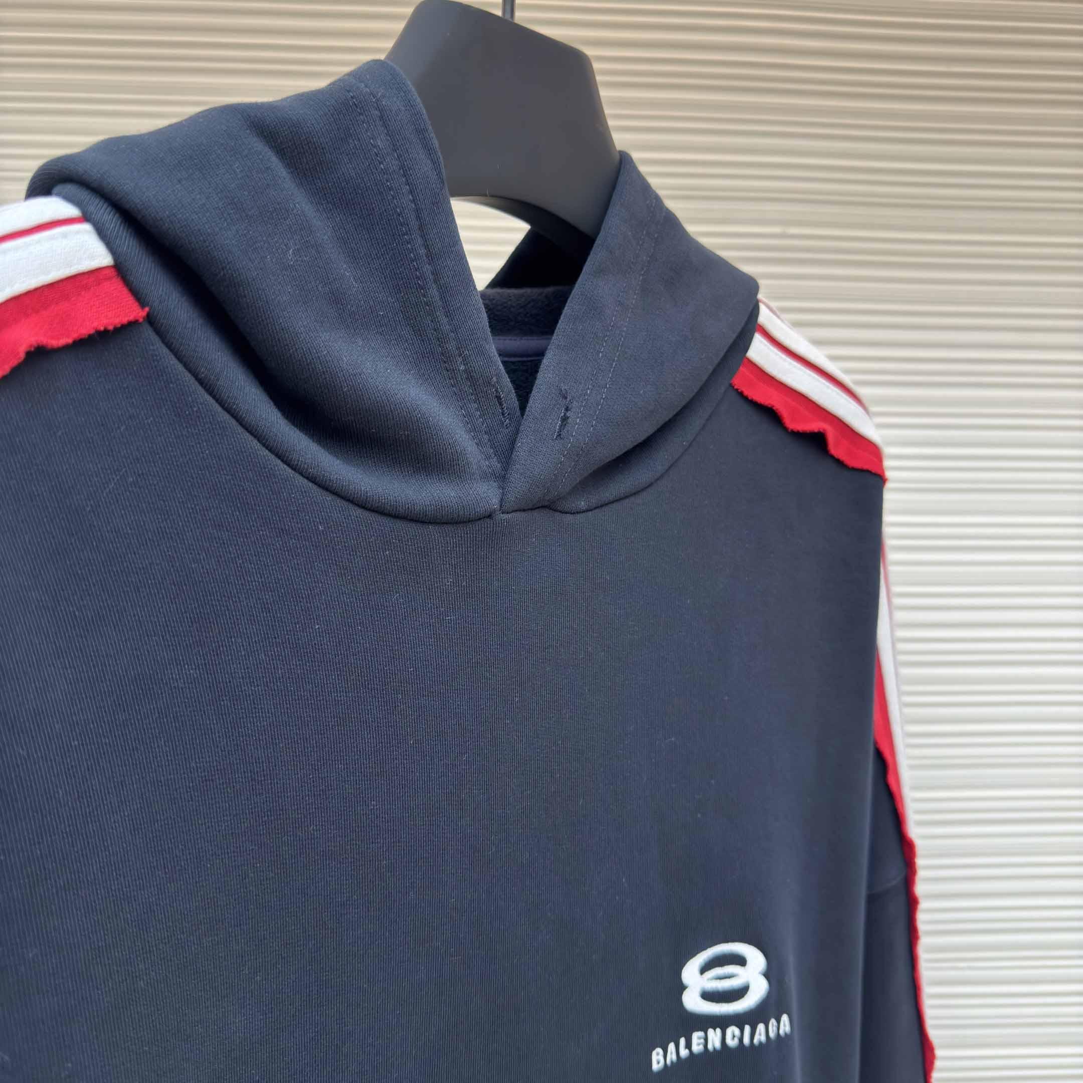 Balenciaga Unity Sports Icon Large Hoodie in faded black and white dry fleece - FashionPlug