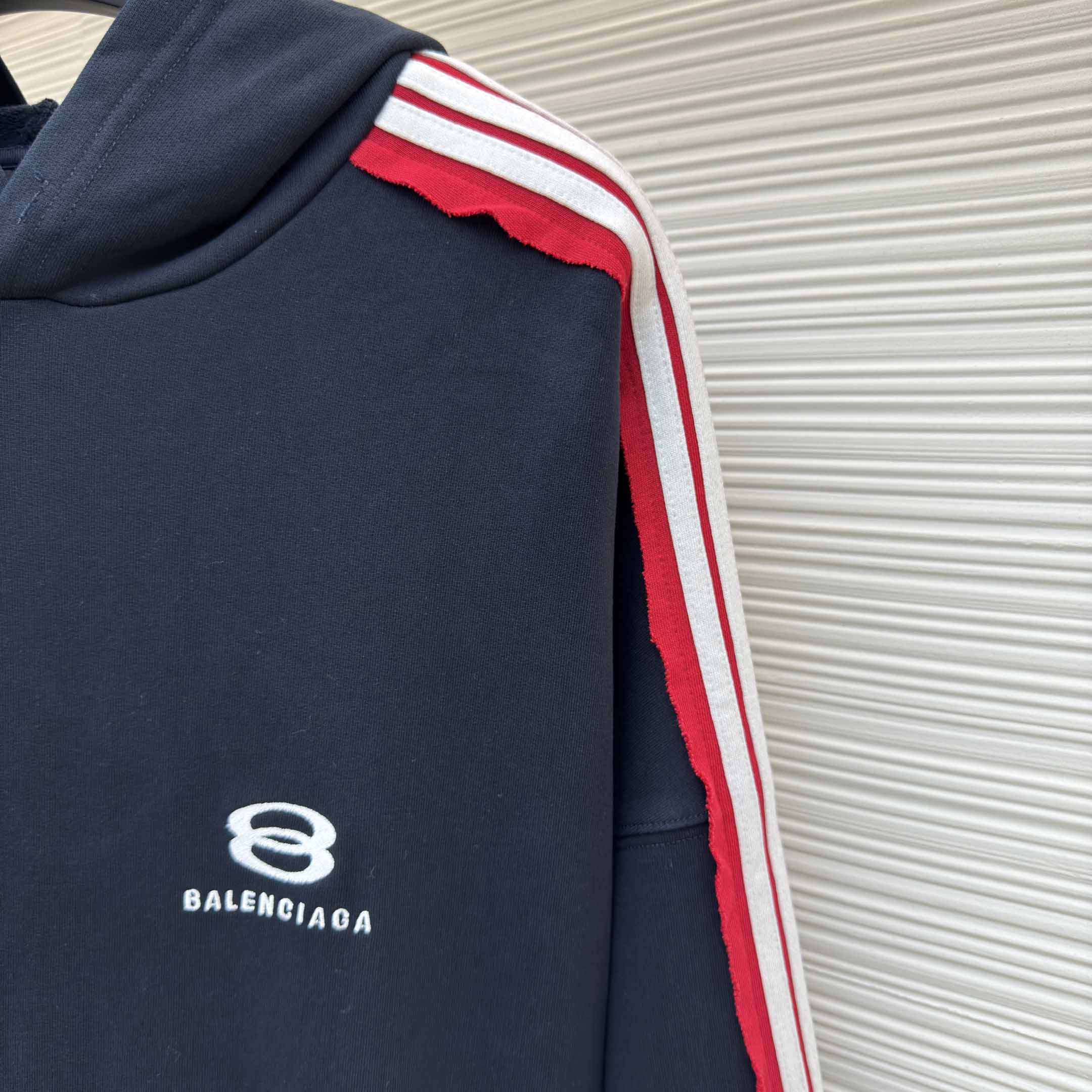 Balenciaga Unity Sports Icon Large Hoodie in faded black and white dry fleece - FashionPlug