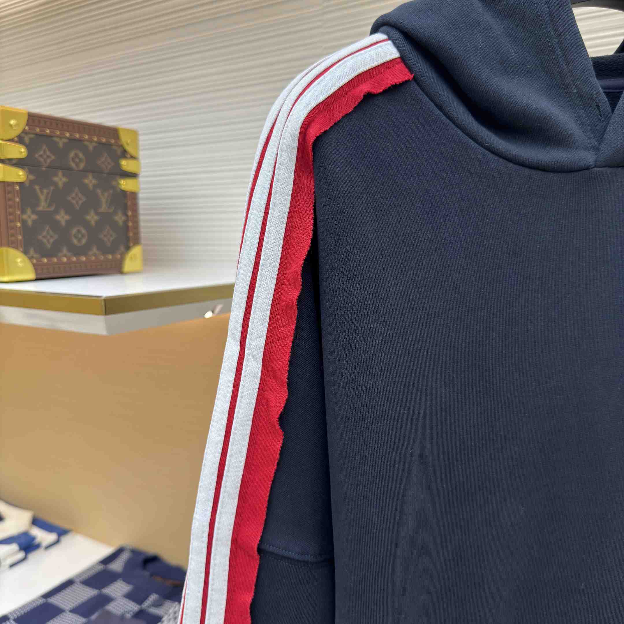 Balenciaga Unity Sports Icon Large Hoodie in faded black and white dry fleece - FashionPlug