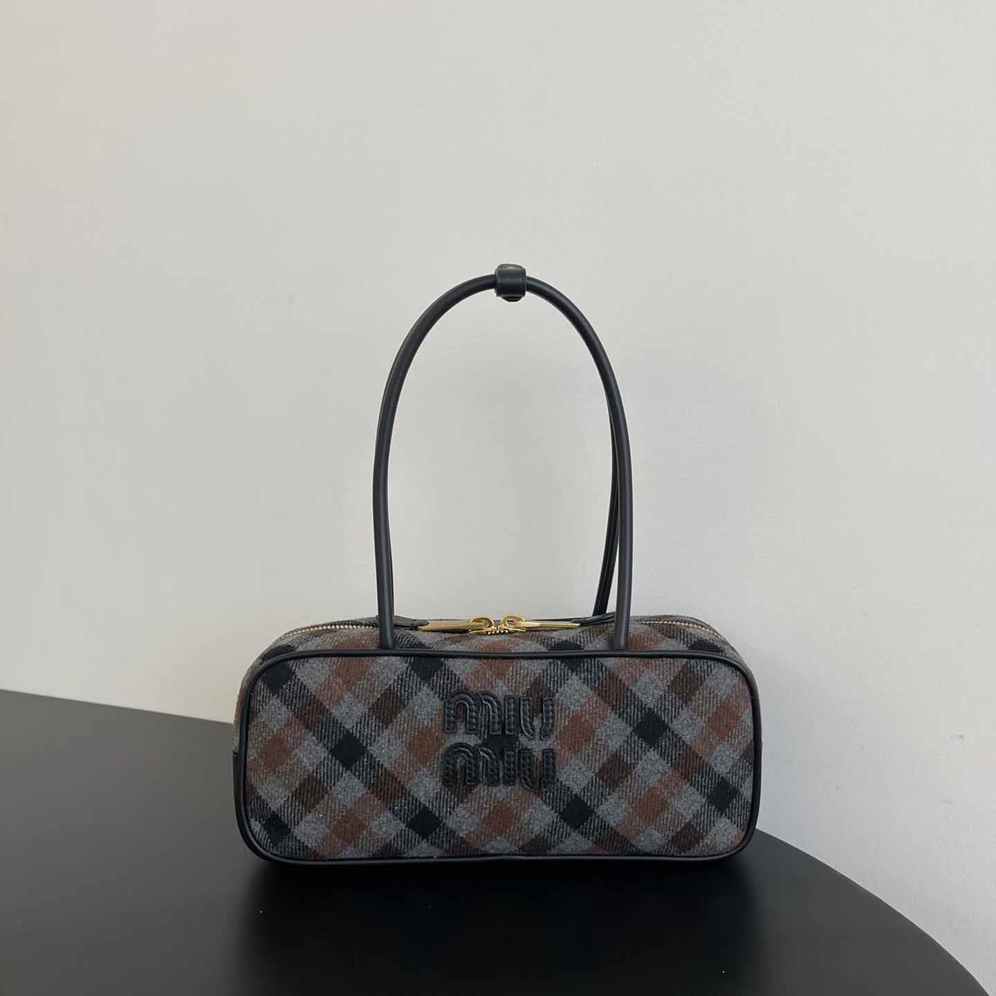 Miu Miu Beau Plaid And Leather Bag - FashionPlug