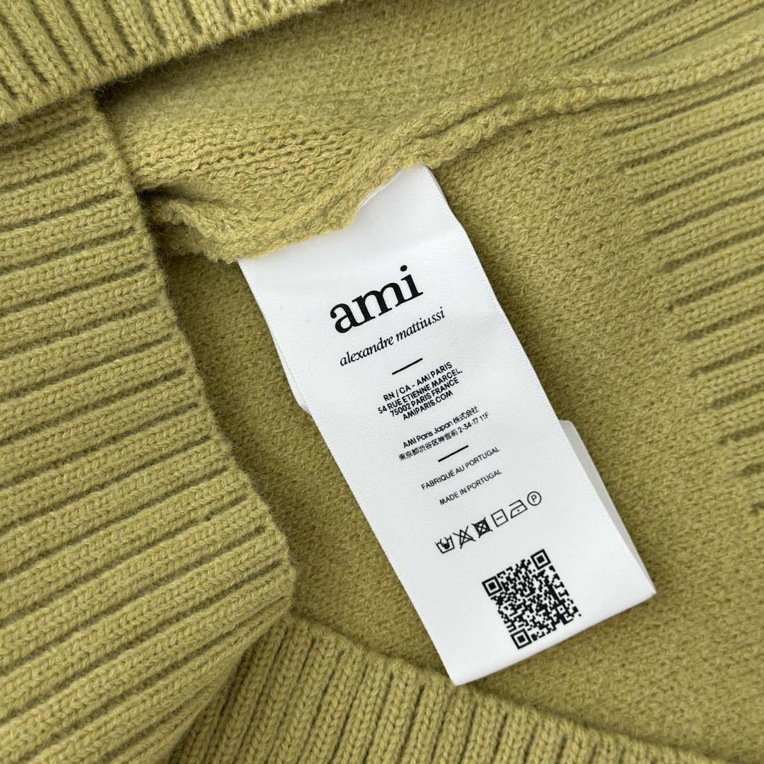 AMI Paris Yellow Alpaca Ami De Coeur Crewneck Sweater - FashionPlug
