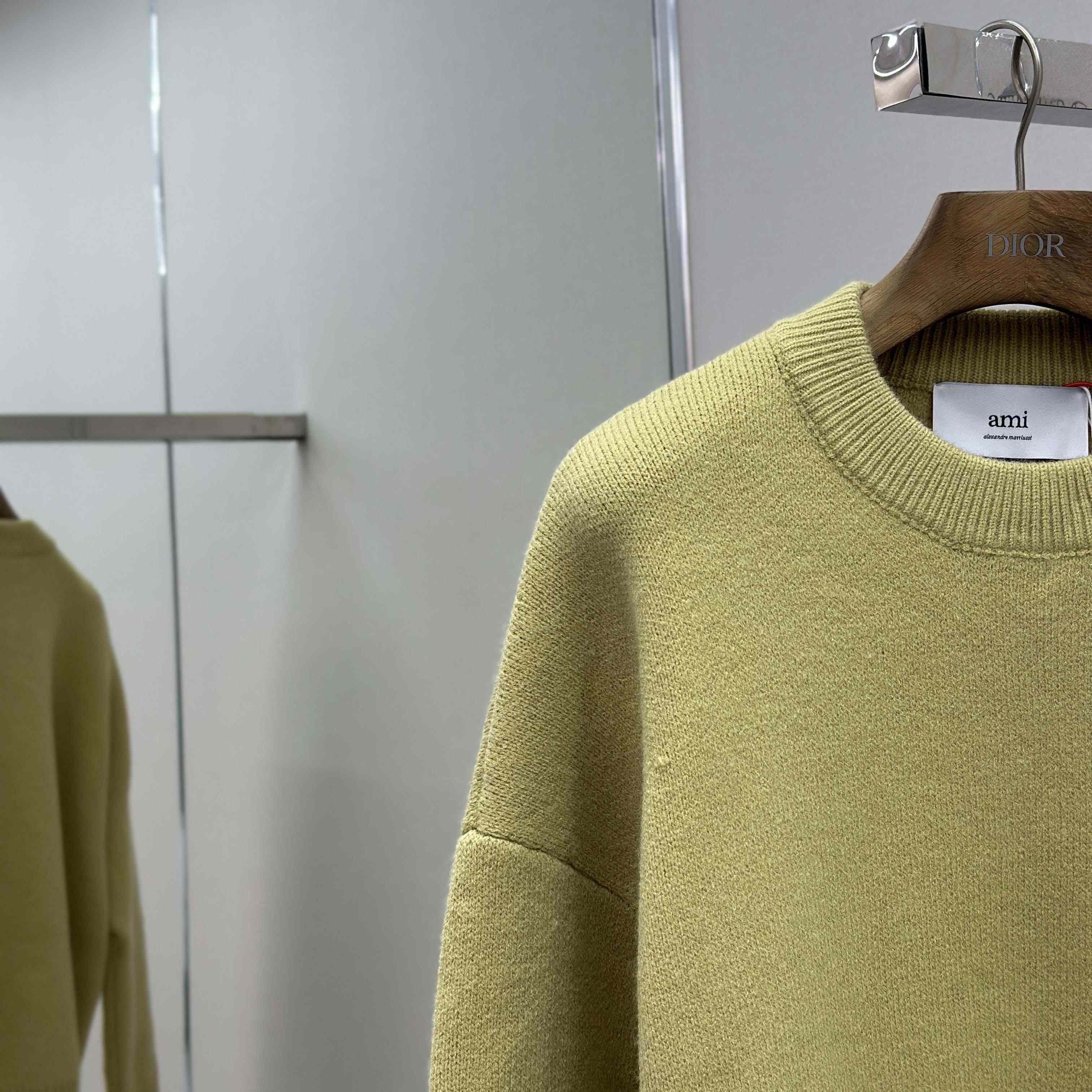 AMI Paris Yellow Alpaca Ami De Coeur Crewneck Sweater - FashionPlug