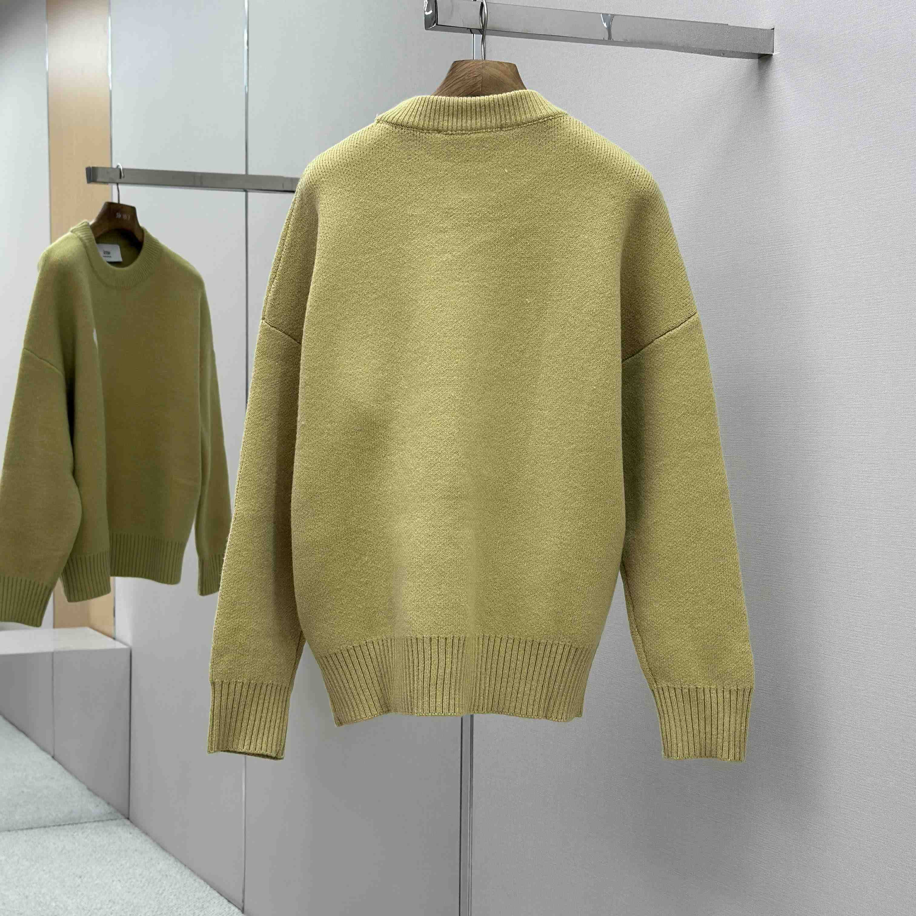 AMI Paris Yellow Alpaca Ami De Coeur Crewneck Sweater - FashionPlug