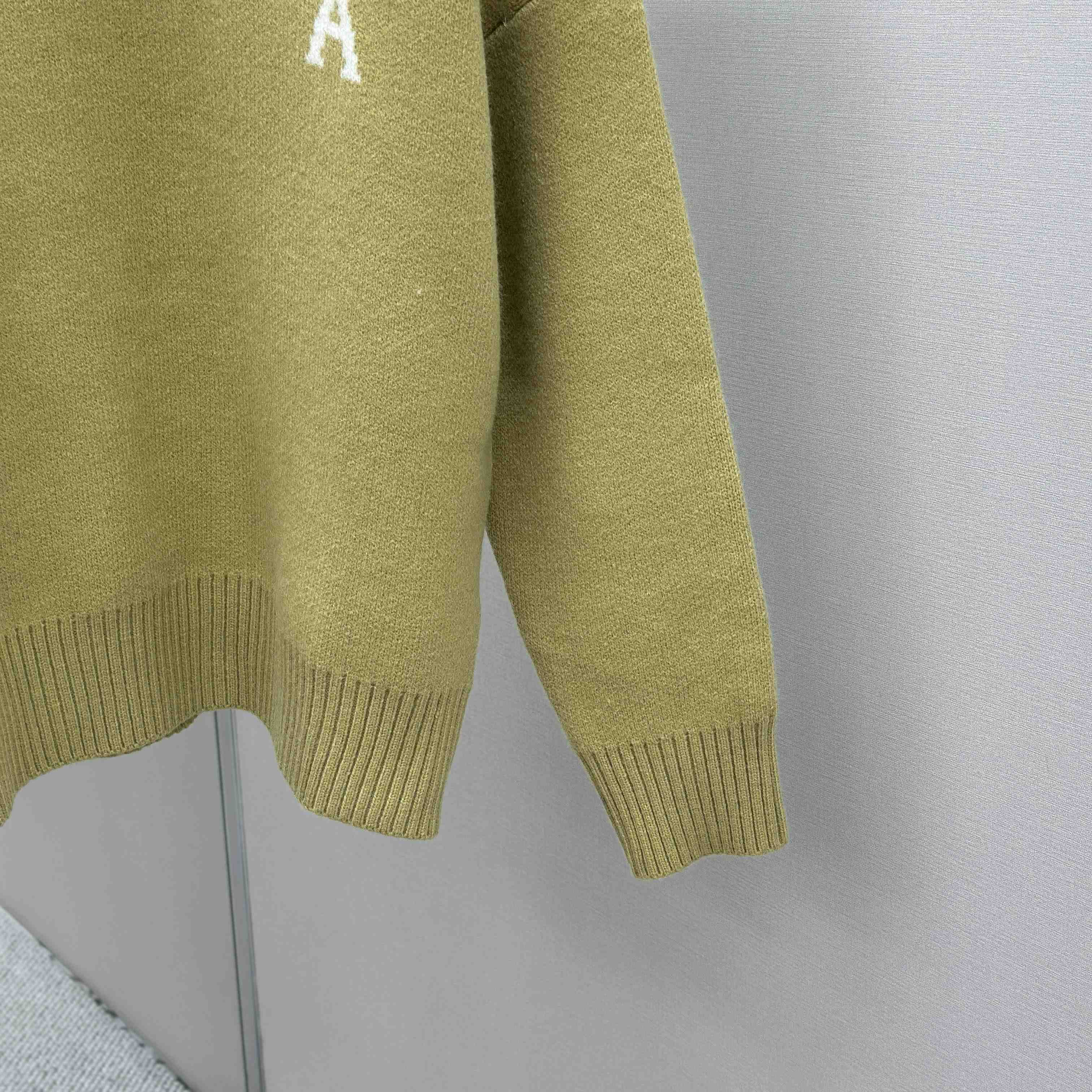 AMI Paris Yellow Alpaca Ami De Coeur Crewneck Sweater - FashionPlug