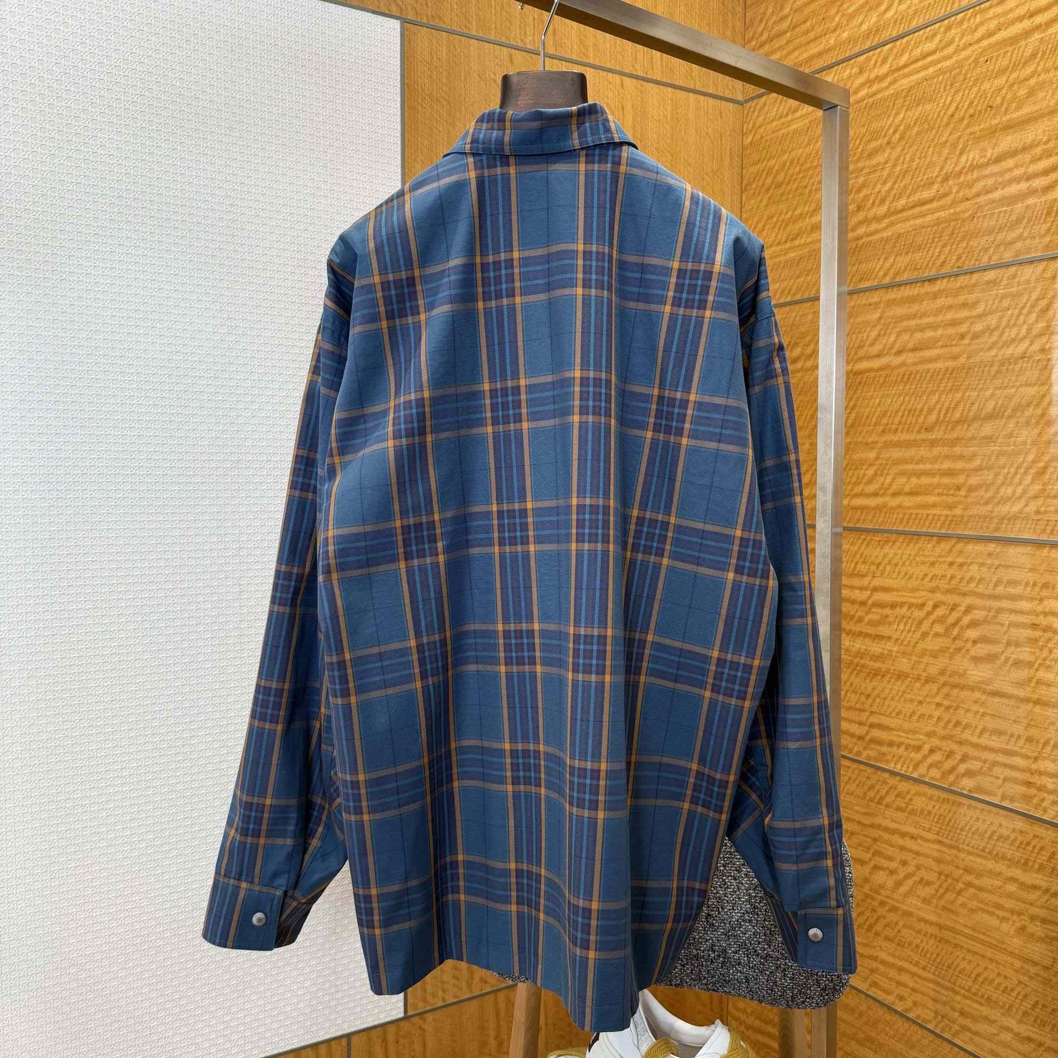 Balenciaga Zip-Up Shirt In Blue And Orange - FashionPlug