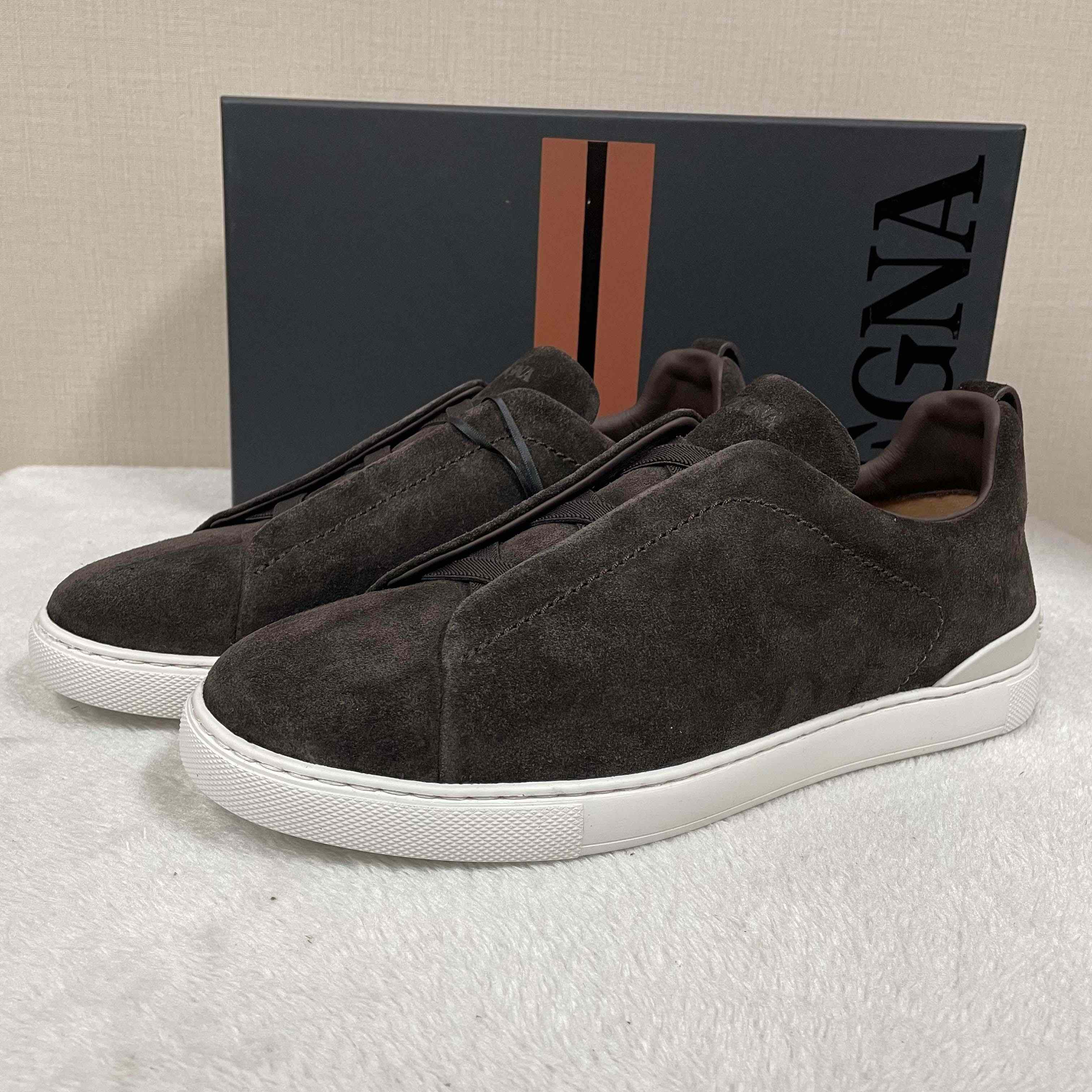 Zegna Utility Blue suede Triple Stitch™ Sneakers - FashionPlug