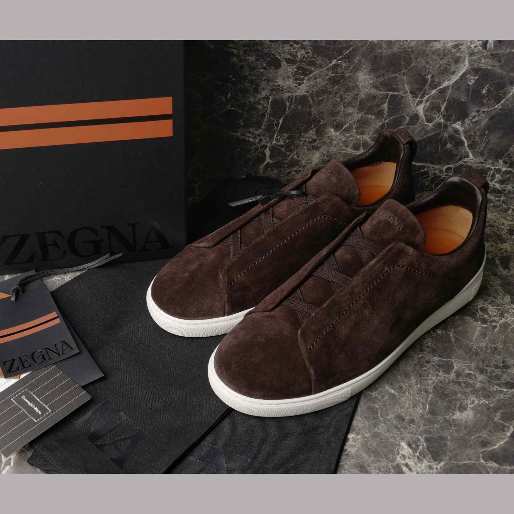 Zegna Utility Blue suede Triple Stitch™ Sneakers - FashionPlug
