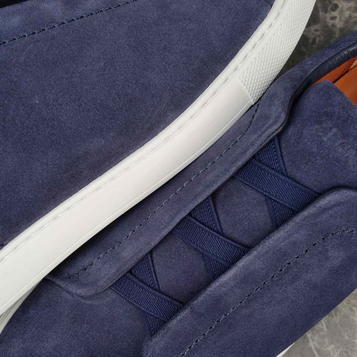 Zegna Utility Blue suede Triple Stitch™ Sneakers - FashionPlug