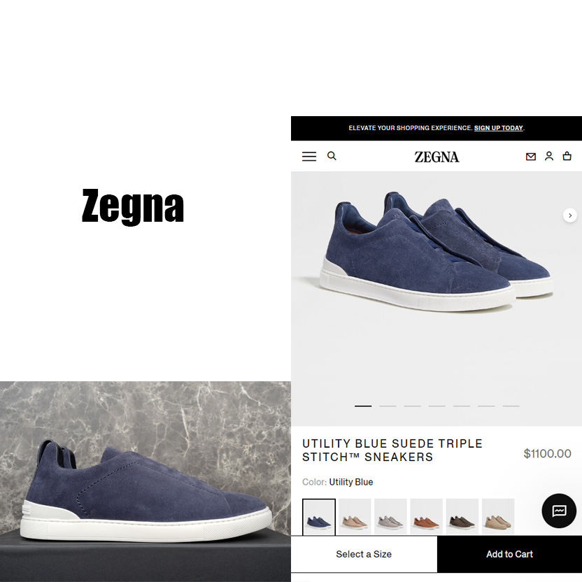 Zegna Utility Blue suede Triple Stitch™ Sneakers - FashionPlug