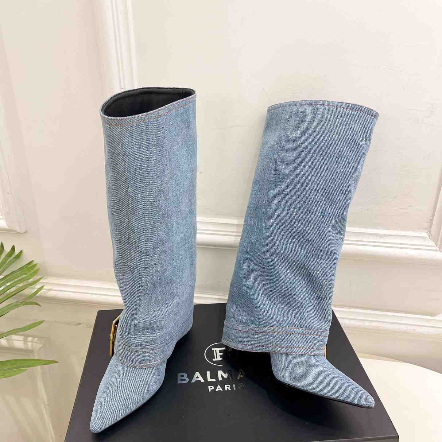 Balmain Anthem Denim Boots - FashionPlug