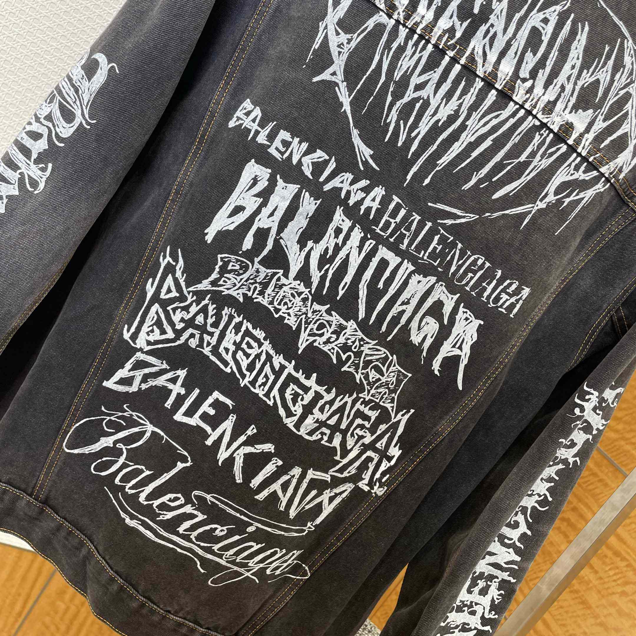 Balenciaga Graffiti Denim Jacket - FashionPlug