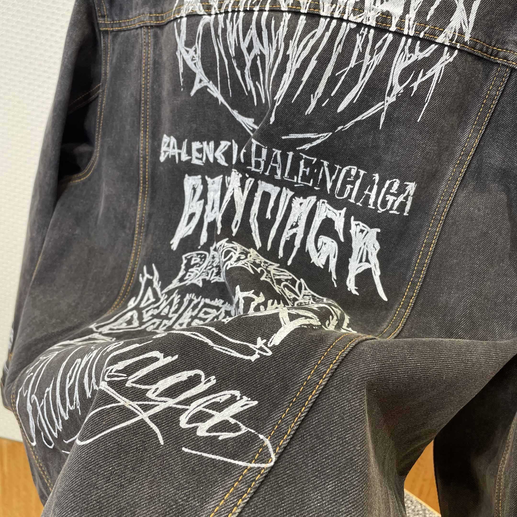 Balenciaga Graffiti Denim Jacket - FashionPlug