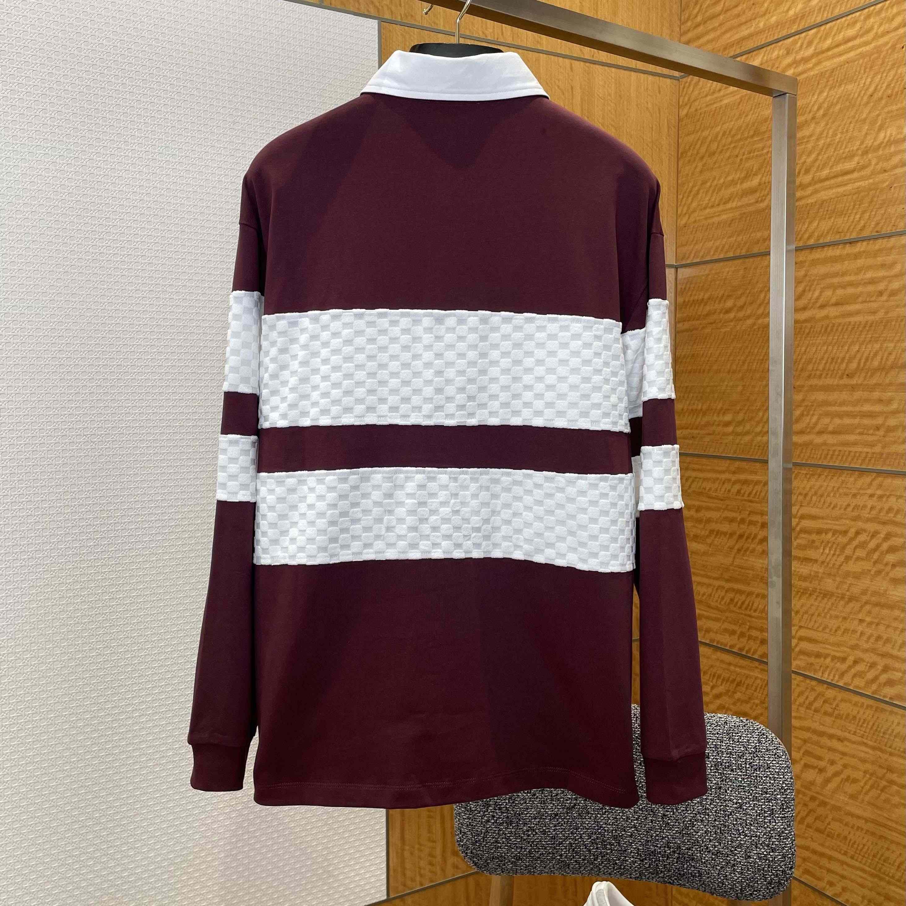 Louis Vuitton Damier Striped Long-Sleeved Polo Shirt   1AIKBY - FashionPlug
