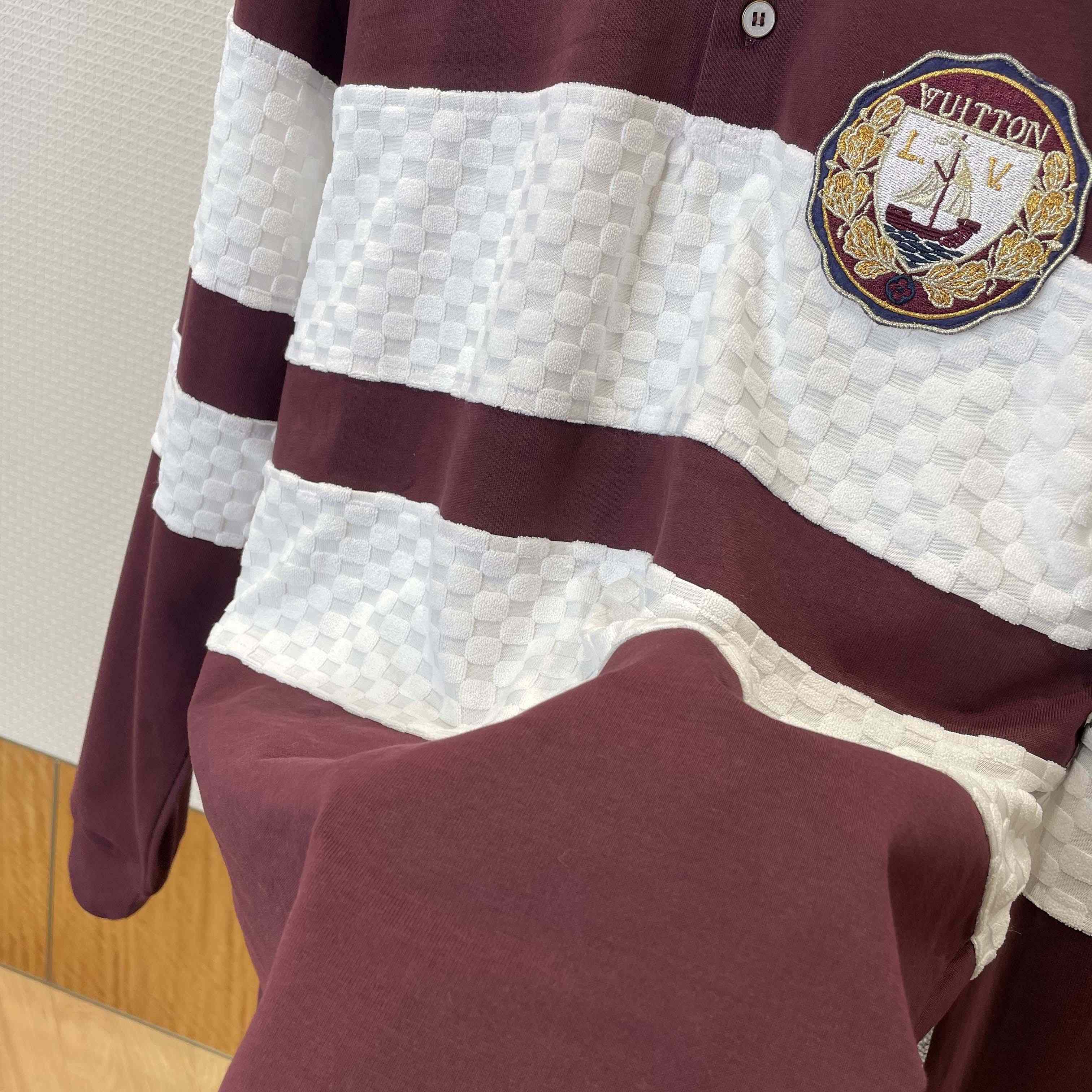 Louis Vuitton Damier Striped Long-Sleeved Polo Shirt   1AIKBY - FashionPlug