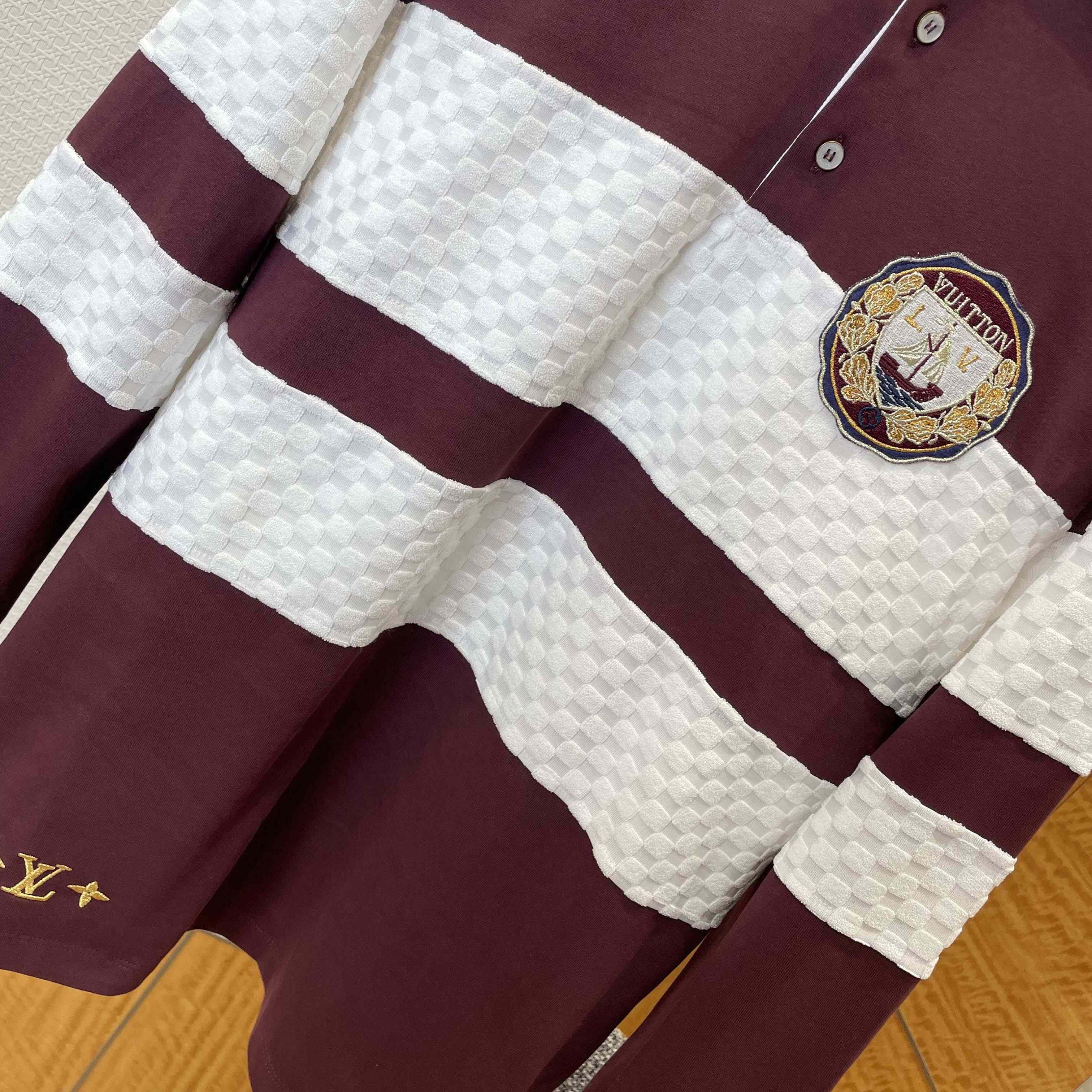 Louis Vuitton Damier Striped Long-Sleeved Polo Shirt   1AIKBY - FashionPlug