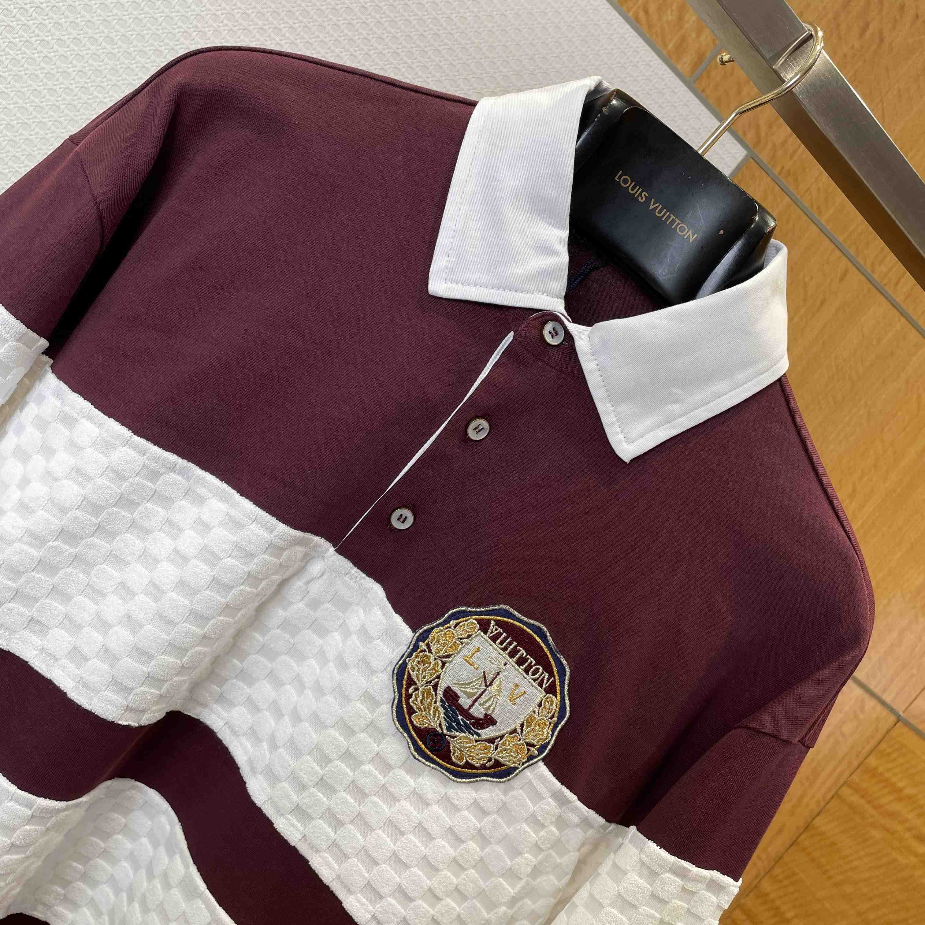 Louis Vuitton Damier Striped Long-Sleeved Polo Shirt   1AIKBY - FashionPlug