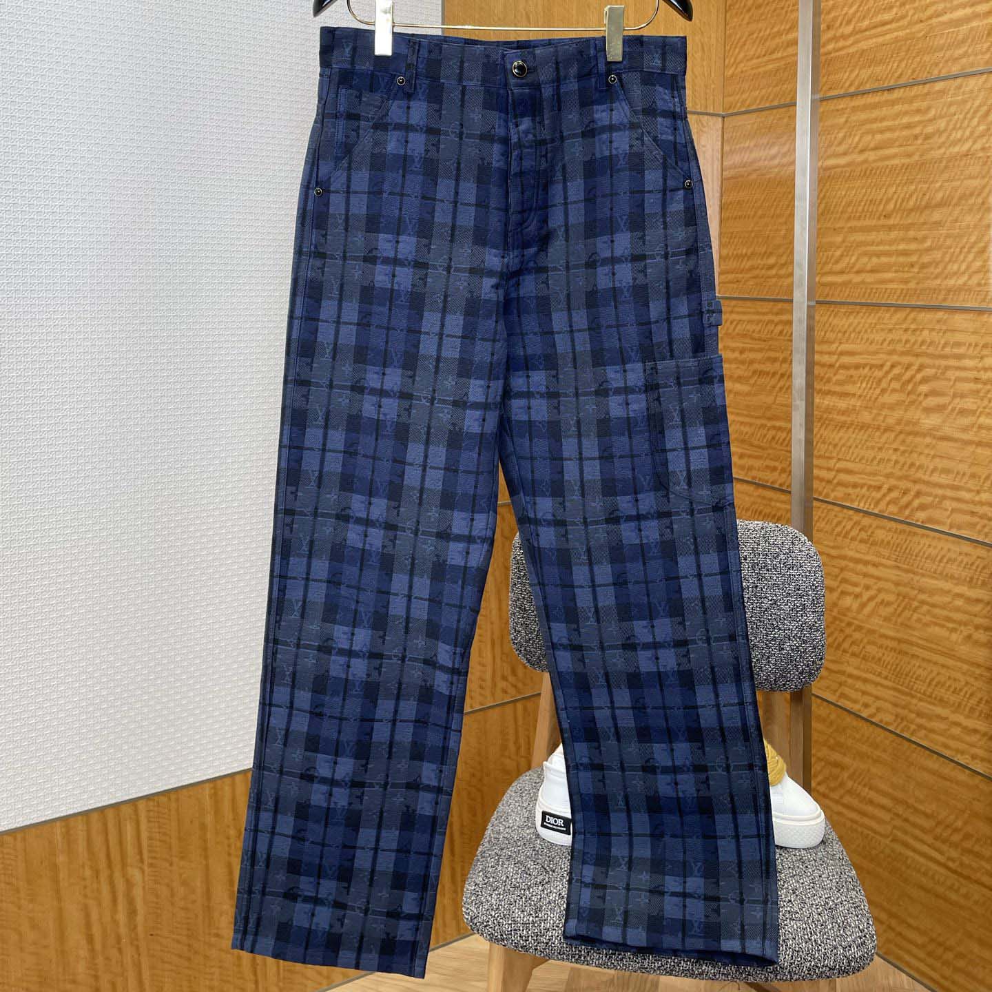 Louis Vuitton Monogram Tartan Denim Pants   1AIJUQ - FashionPlug