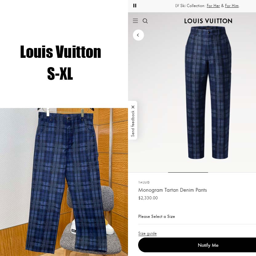Louis Vuitton Monogram Tartan Denim Pants   1AIJUQ - FashionPlug