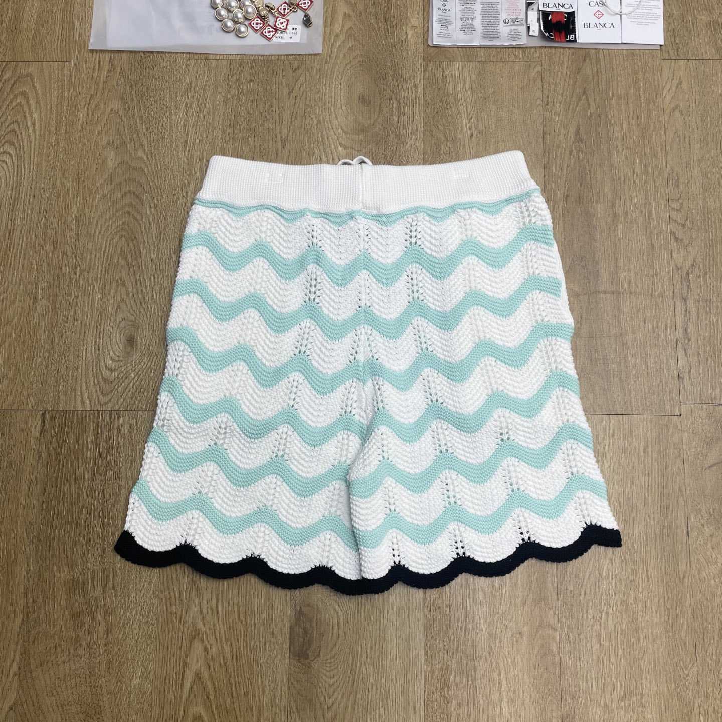 Casablanca Gradient Wave Cotton Crochet Shorts   D0111 - FashionPlug