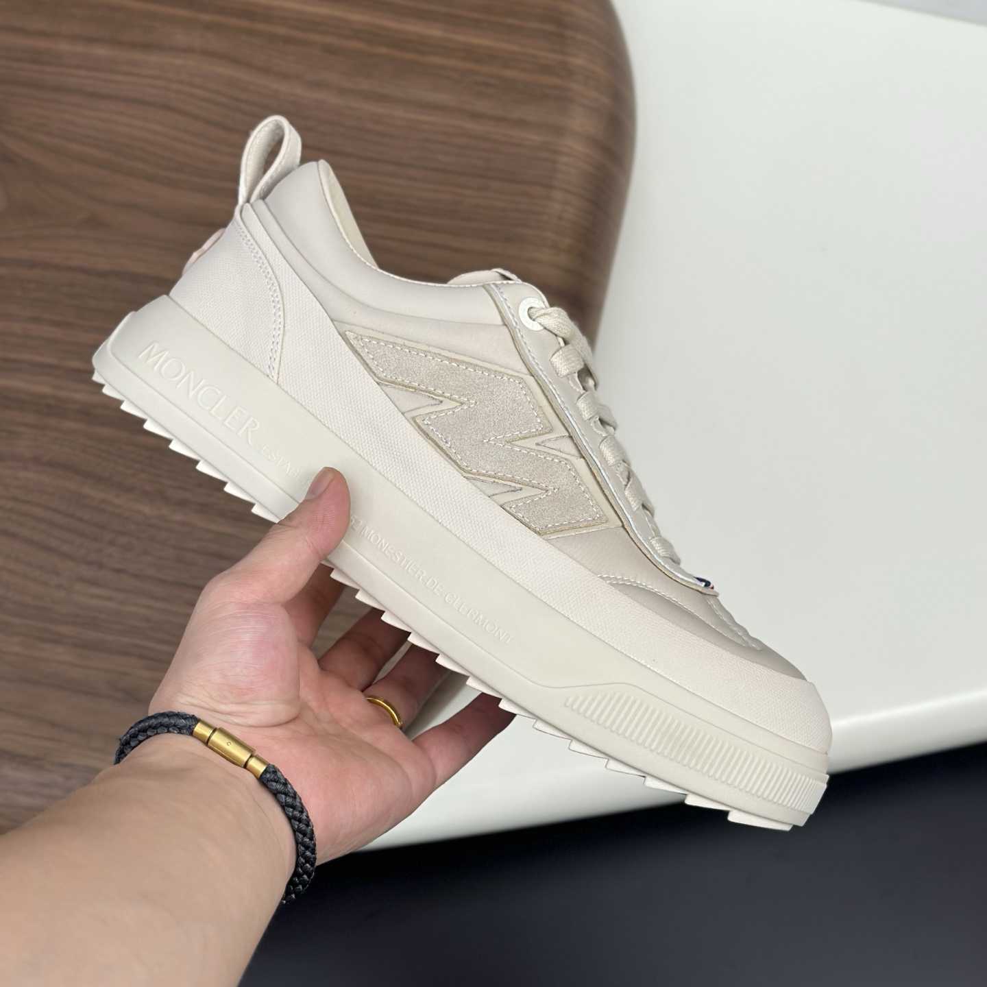 Moncler Men's White Altive Nubuck Suede Sneakers - FashionPlug