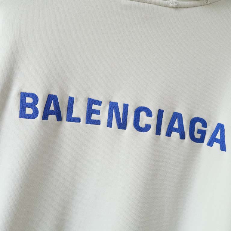 Balenciaga Back Zip-Up Hoodie Regular Fit in dirty white and blue - FashionPlug