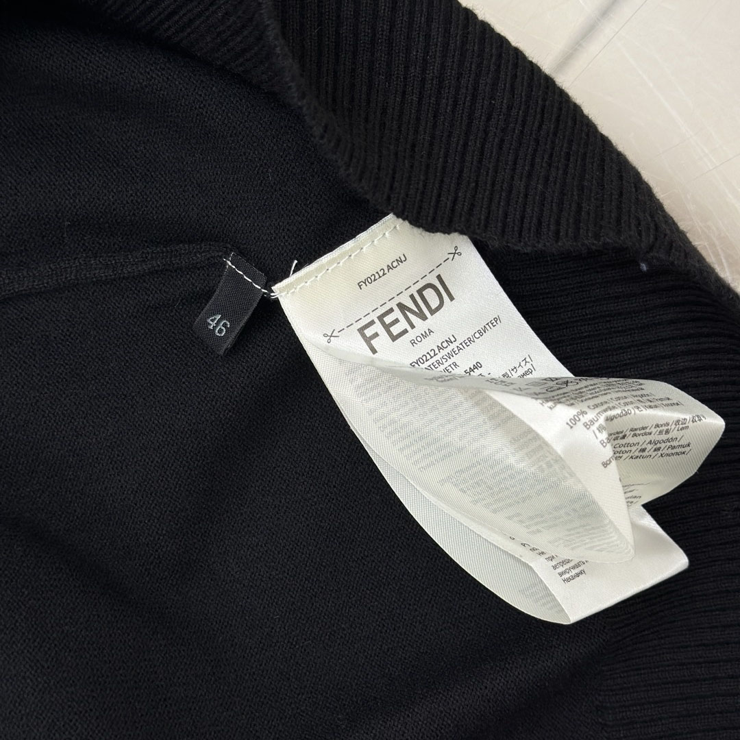 Fendi Black Wool Polo Shirt - FashionPlug