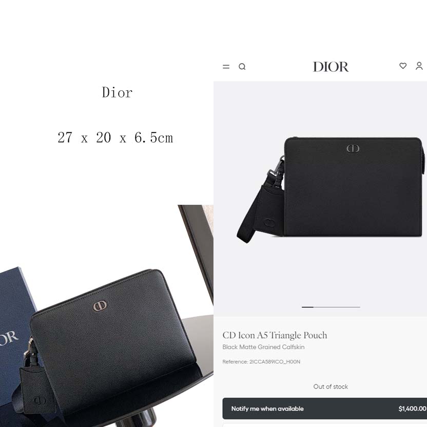 Dior CD Icon A5 Triangle Pouch  - FashionPlug