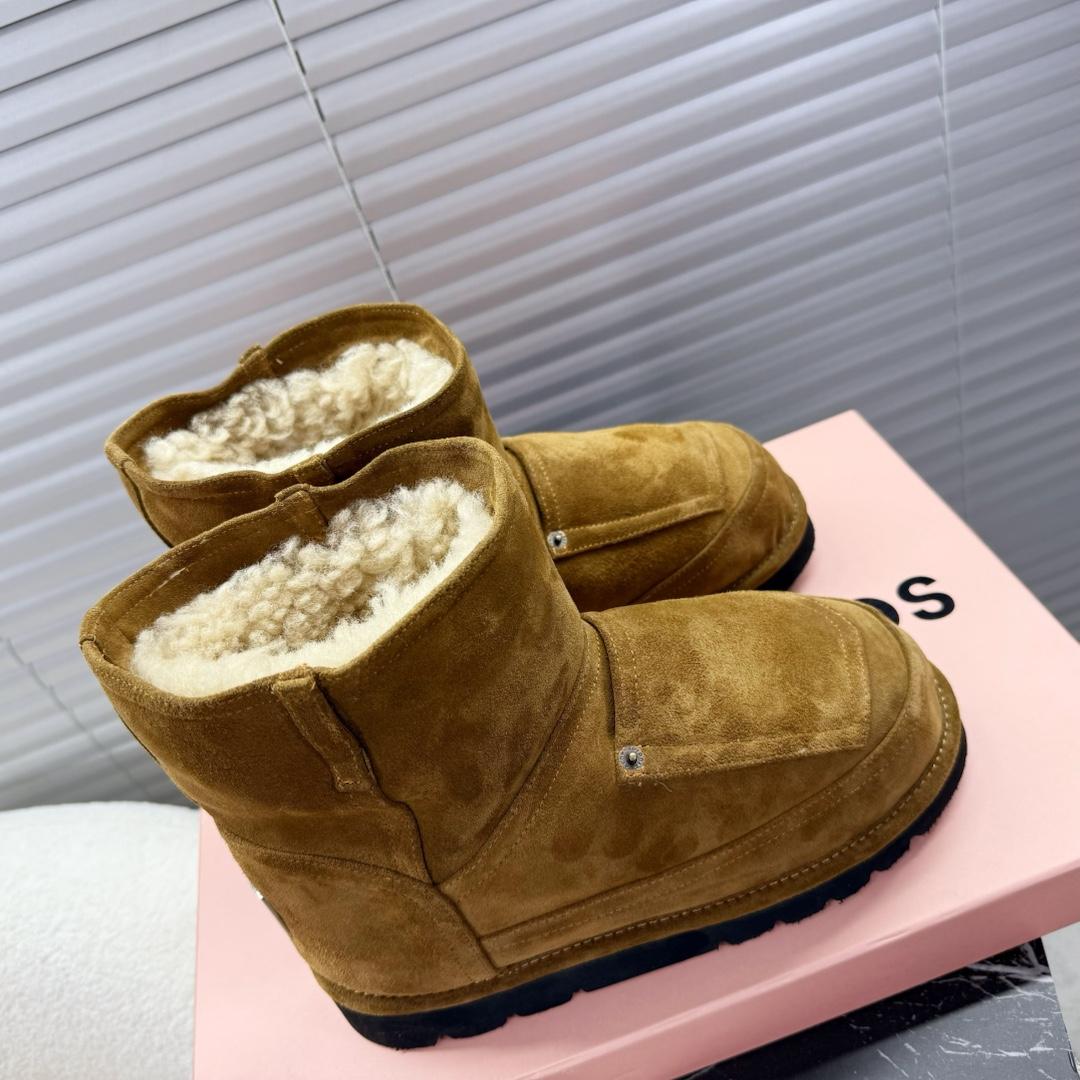 Acne Studios Tobacco Brown Shearling Leather Boots - FashionPlug