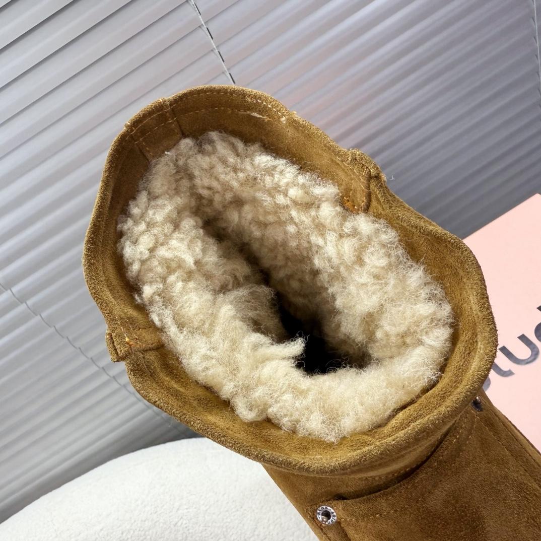 Acne Studios Tobacco Brown Shearling Leather Boots - FashionPlug