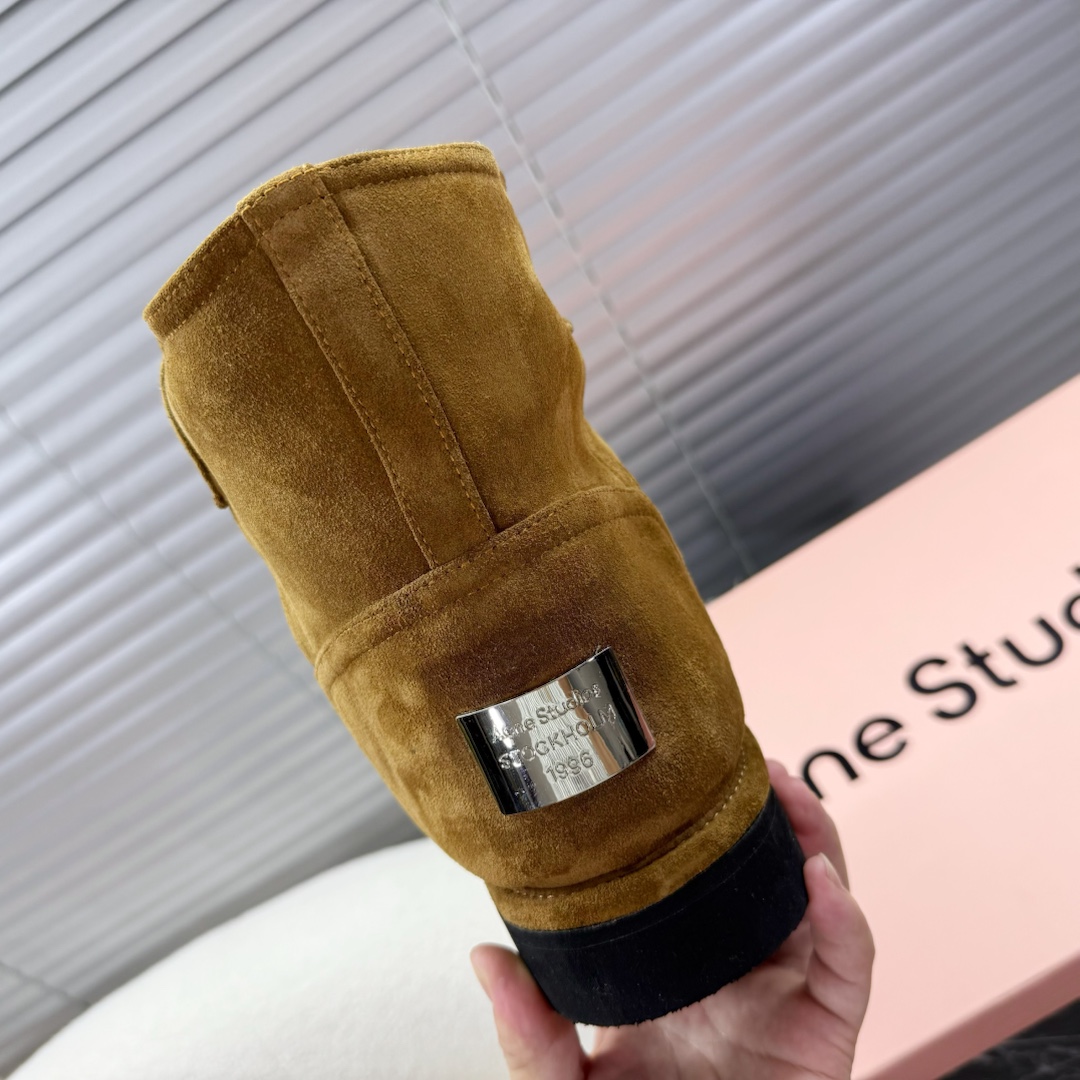 Acne Studios Tobacco Brown Shearling Leather Boots - FashionPlug