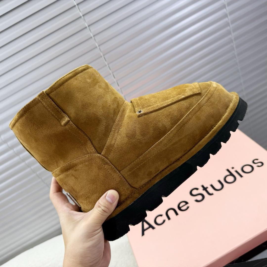 Acne Studios Tobacco Brown Shearling Leather Boots - FashionPlug
