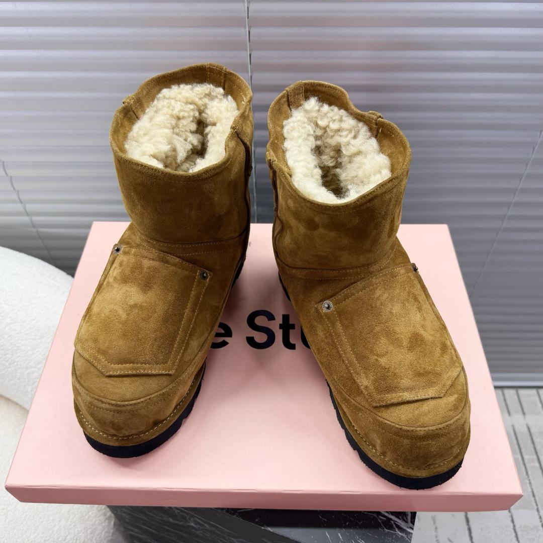 Acne Studios Tobacco Brown Shearling Leather Boots - FashionPlug