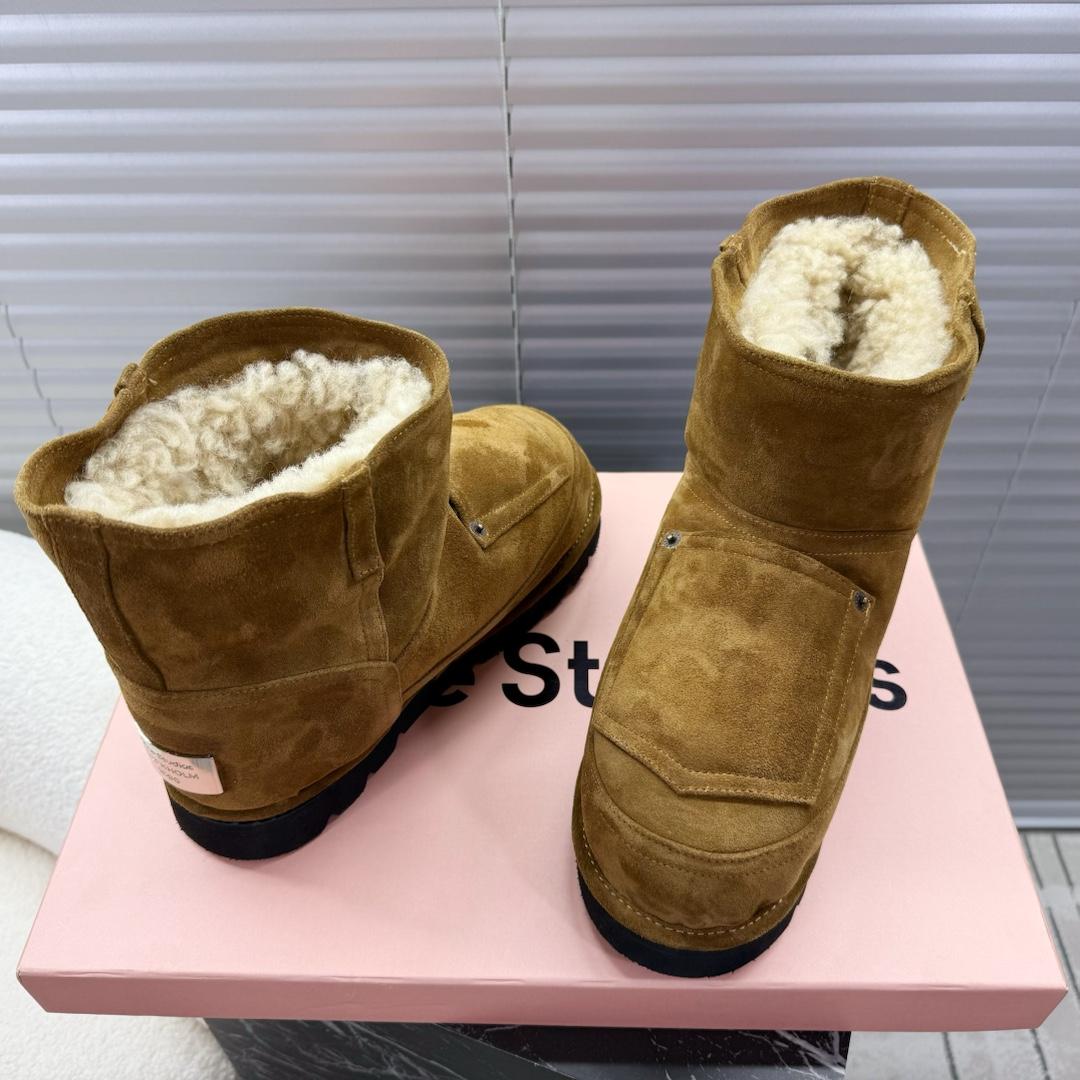 Acne Studios Tobacco Brown Shearling Leather Boots - FashionPlug