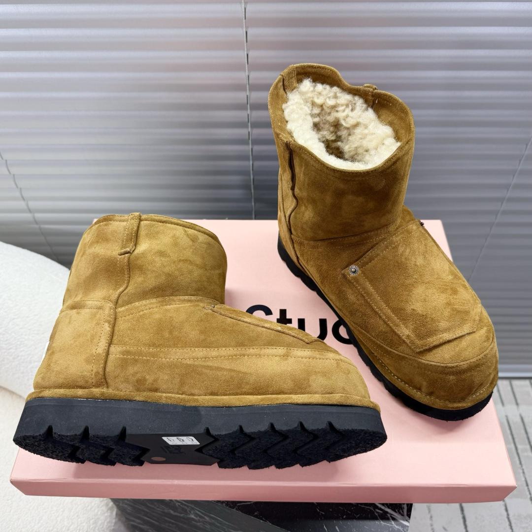 Acne Studios Tobacco Brown Shearling Leather Boots - FashionPlug