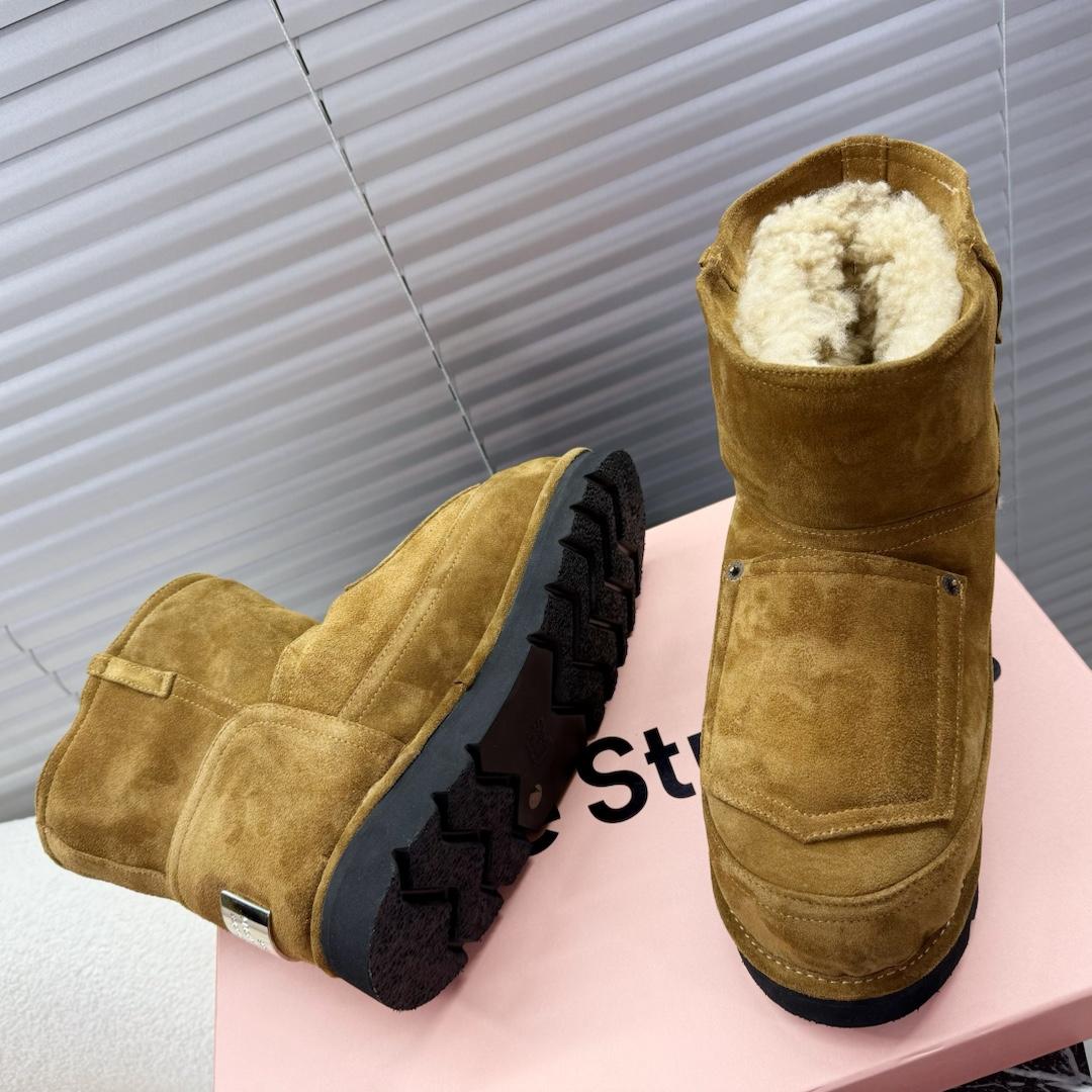 Acne Studios Tobacco Brown Shearling Leather Boots - FashionPlug