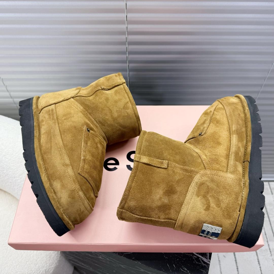Acne Studios Tobacco Brown Shearling Leather Boots - FashionPlug
